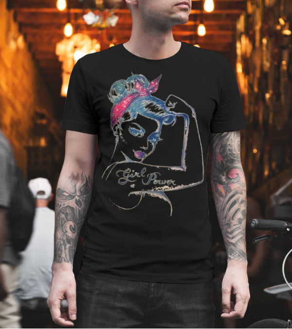 Rosie Riveter Style Girl Power Breast Cancer Awareness T-Shirt Rosie Riveter Style Girl Power Breast Cancer Awareness T-Shirt