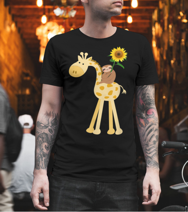Sloth Riding Giraffe Sunflower Joy T-Shirt Sloth Riding Giraffe Sunflower Joy T-Shirt