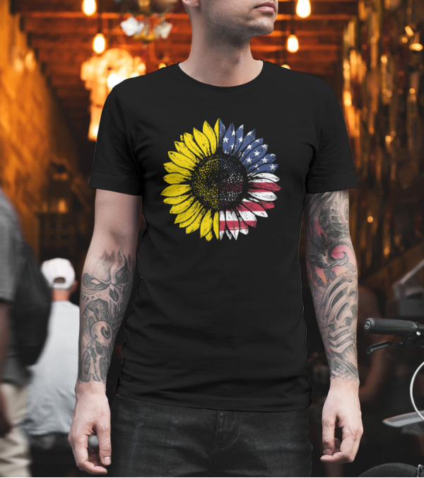 Patriotic Sunflower American Flag 4th of July T-Shirt Patriotic Sunflower American Flag 4th of July T-Shirt