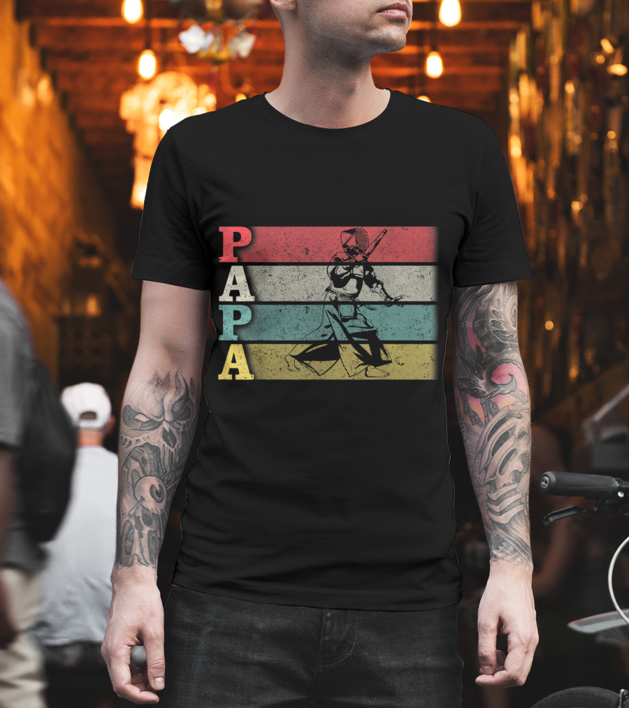Papa Vintage Kendo Retro Dad Fathers Day T-Shirt