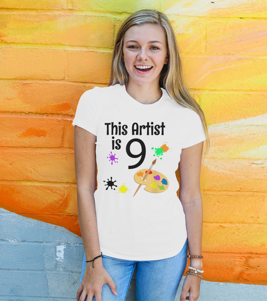 This Artist Is 9 Year Old Painting Birthday Party T-Shirt