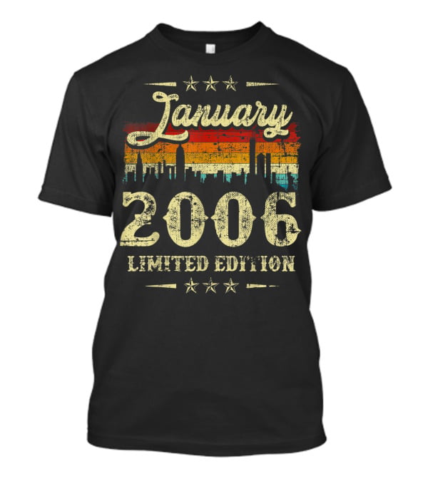 January 2006 Vintage Classic Stars Retro City Skyline T-Shirt