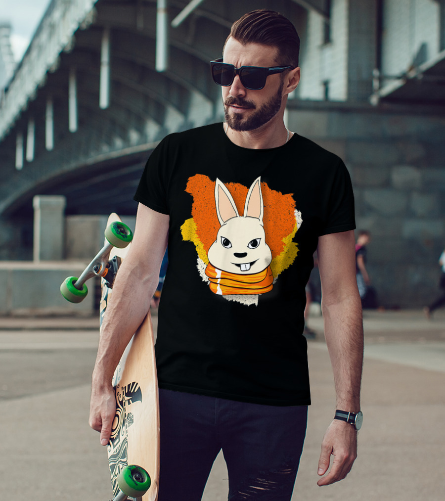 Bunny With Orange Yellow Scarf And Women For Easter T-Shirt