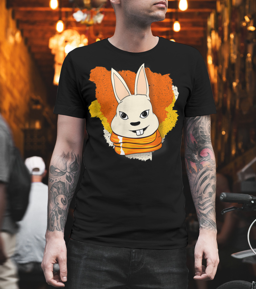 Bunny With Orange Yellow Scarf And Women For Easter T-Shirt