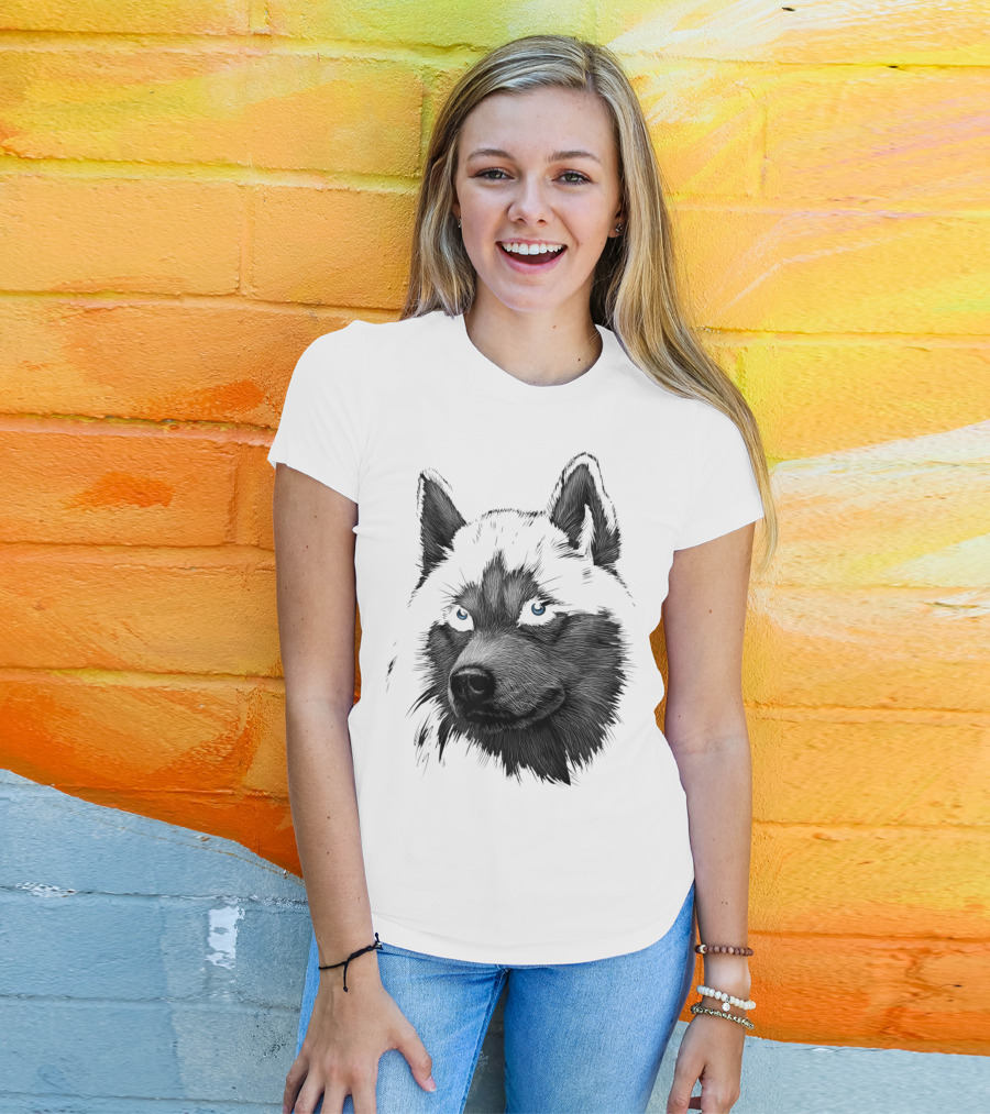 Classic Siberian Husky Lover Blue-Eyed Canine T-Shirt