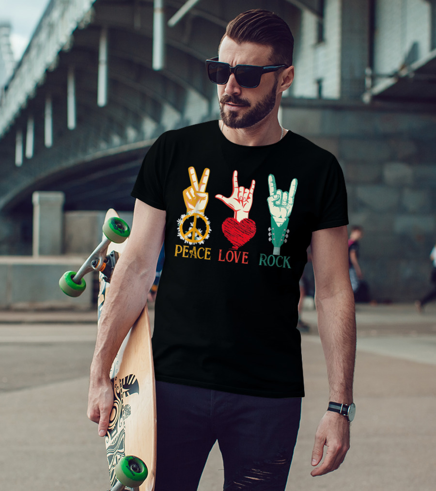 Peace Love Rock Vintage Concert Band Classic T-Shirt