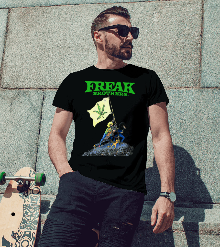 Freak Brothers Cannabis Flag Iconic Comic T-Shirt