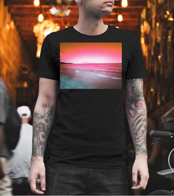 Pink Beach Sunset Seaside Horizon Landscape Ocean View T-Shirt Pink Beach Sunset Seaside Horizon Landscape Ocean View T-Shirt