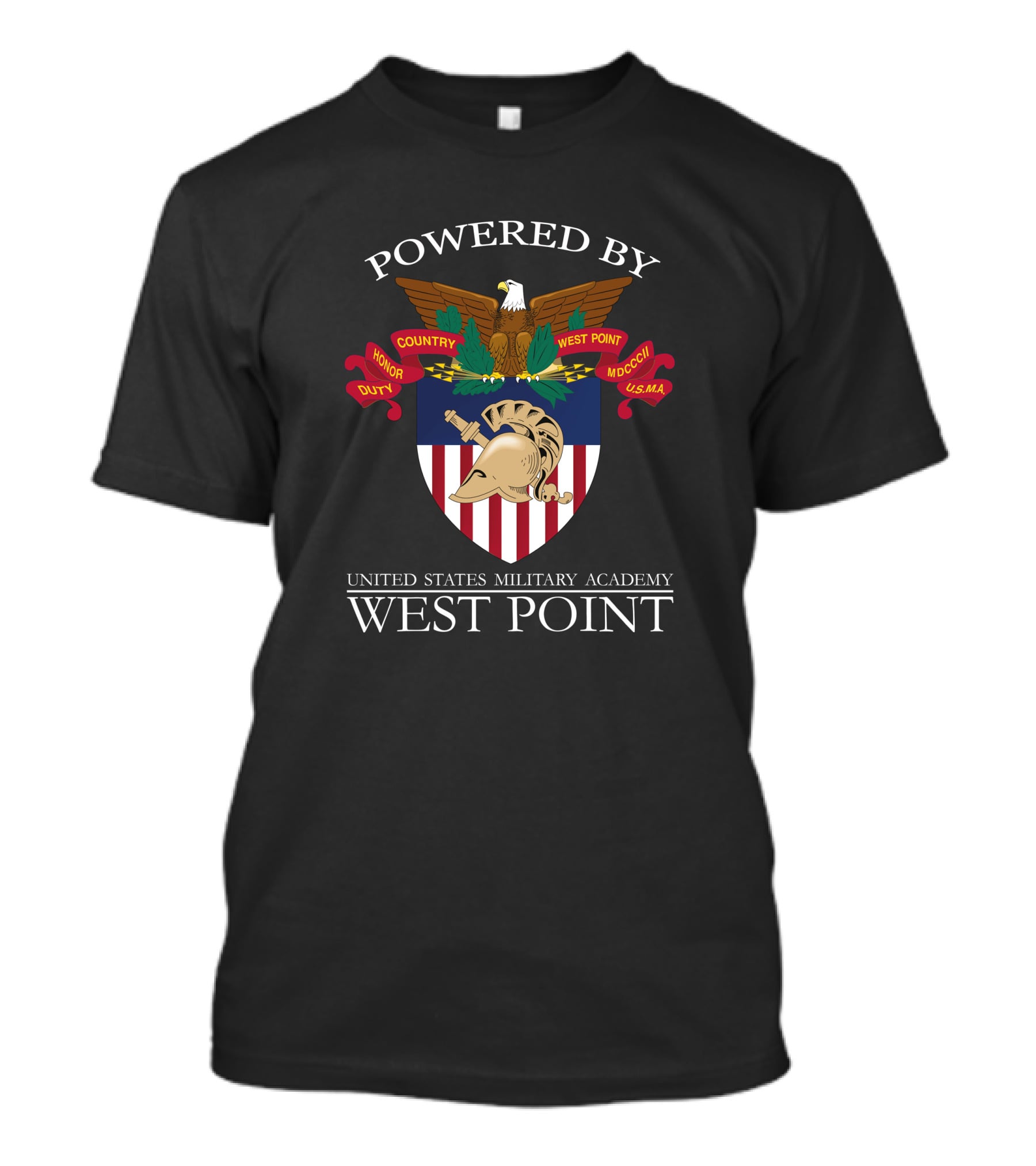 Powered By United States Military Academy West Point Honor Duty Country T-Shirt