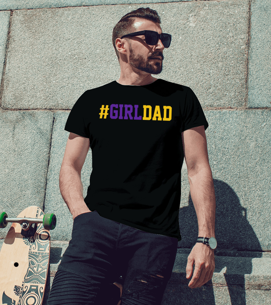 Girldad Girl Dad Father Of Daughters Number 8 Purple Yellow T-Shirt