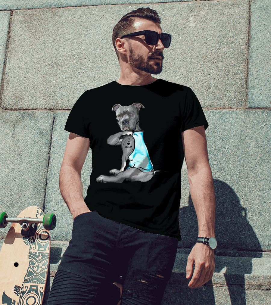 I Love Mom Pit Bull Tattoo T-Shirt