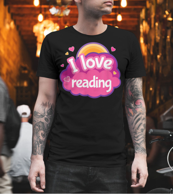 I Love Reading Heart Cloud Rainbow Book Club Librarian T-Shirt I Love Reading Heart Cloud Rainbow Book Club Librarian T-Shirt