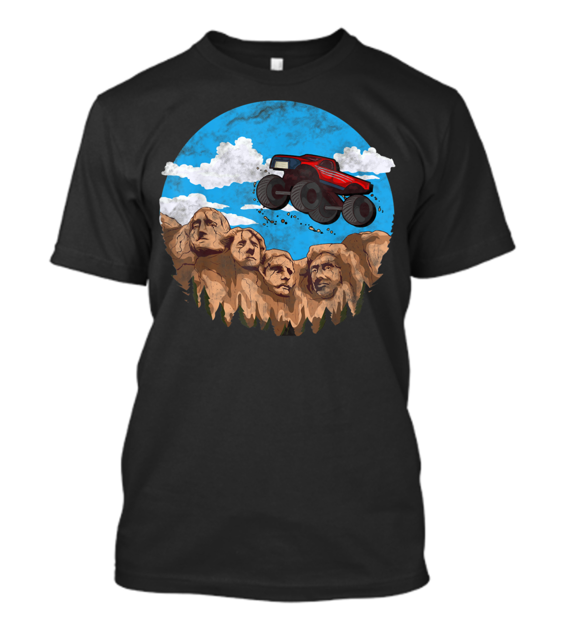 Vintage Monster Truck Over Mount Rushmore Toddler Adventure T-Shirt