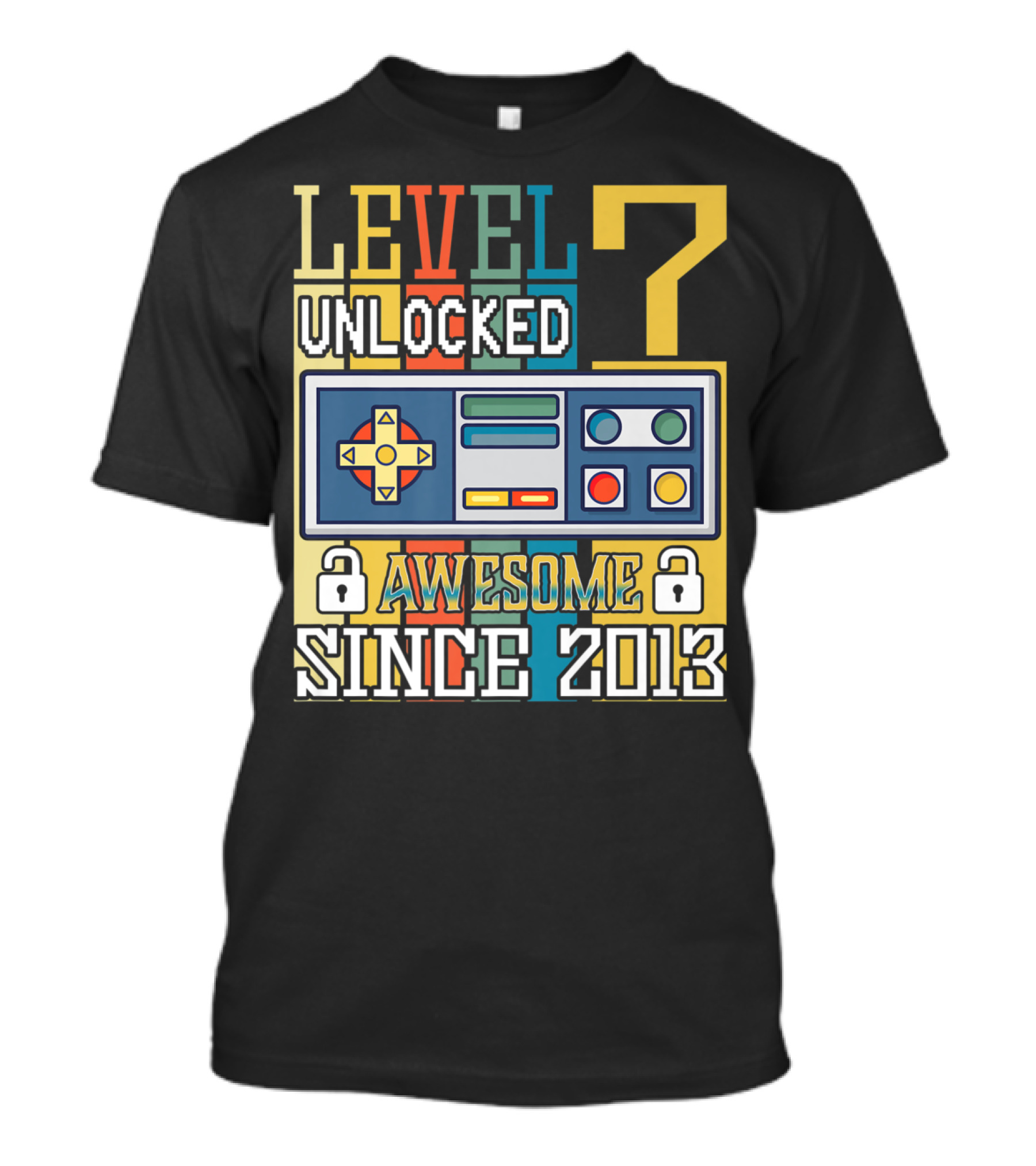 LEVEL 7 UNLOCKED AWESOME SINCE 2013 VIDEO GAME CONTROLLER T-Shirt