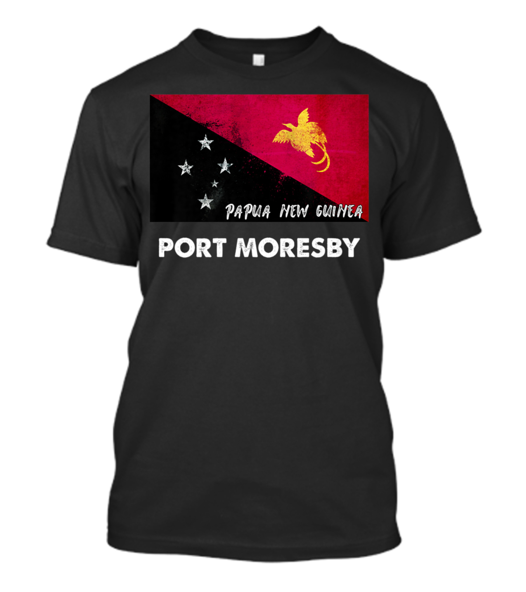 Port Moresby Papua New Guinea Flag Design Bird Of Paradise And Stars T-Shirt