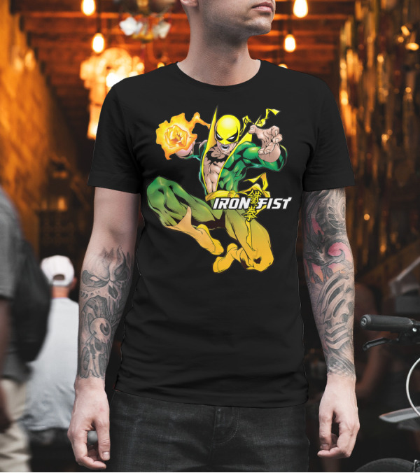 Iron Fist Marvel Comic Action Character with Fiery Fist T-Shirt Iron Fist Marvel Comic Action Character with Fiery Fist T-Shirt