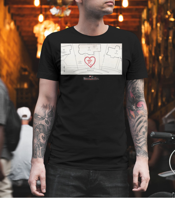 Marvel Studios Wandavision To Grow Old In V Heart Map Sherwood Drive T-Shirt Marvel Studios Wandavision To Grow Old In V Heart Map Sherwood Drive T-Shirt