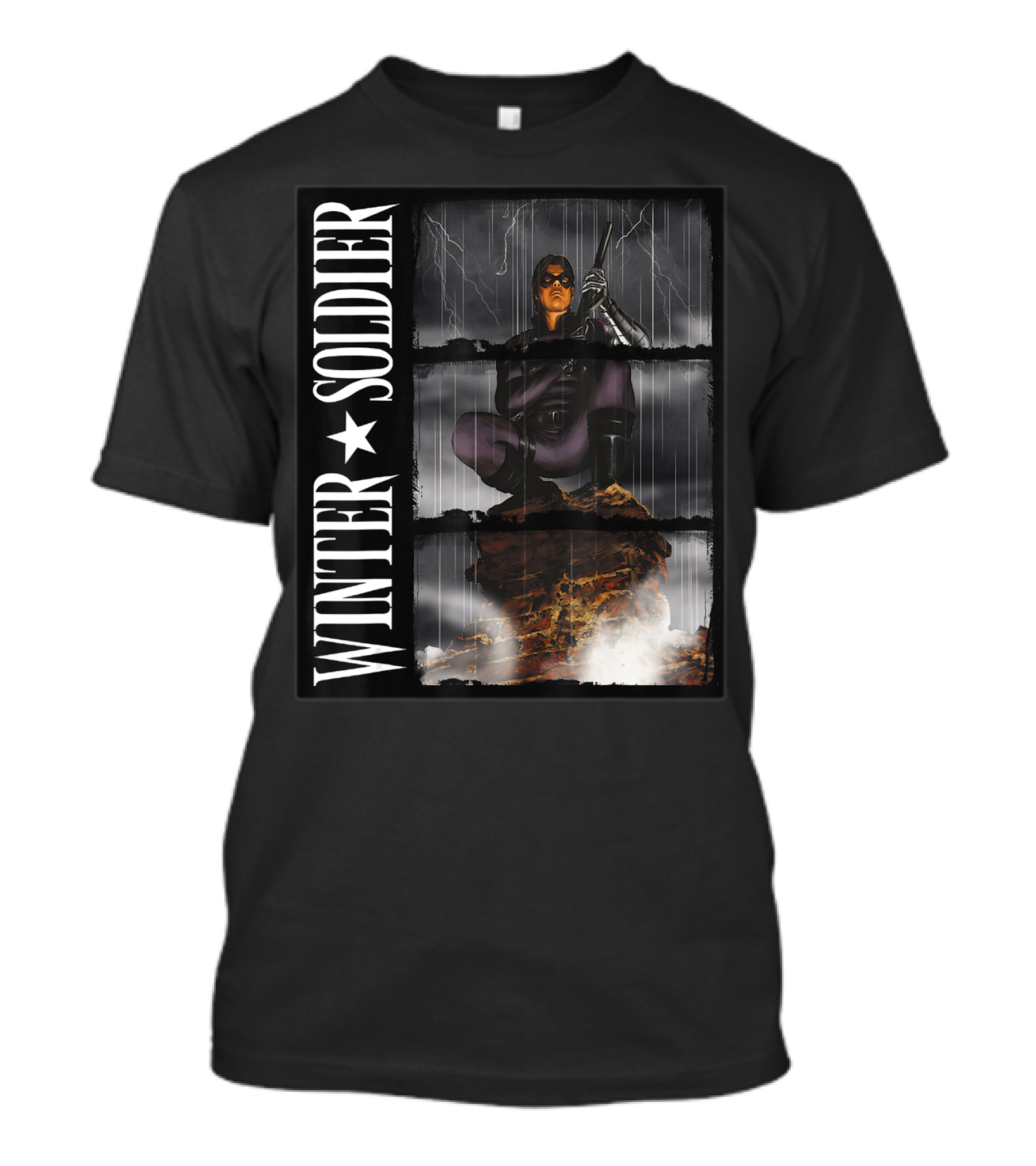 Marvel Winter Soldier Black And White Heroic Storm Stance T-Shirt