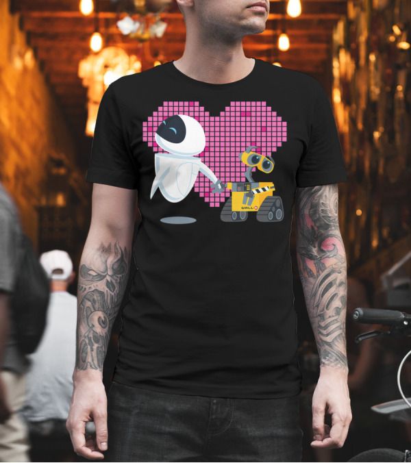Disney Pixar Wall E Eve Pixelated Heart T-Shirt Disney Pixar Wall E Eve Pixelated Heart T-Shirt