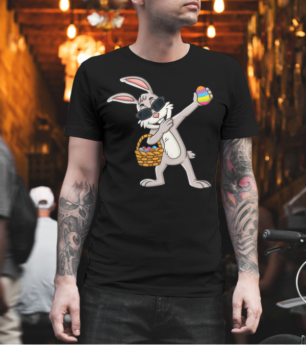 Dabbing Rabbit Easter Day with Eggs Basket Dab T-Shirt Dabbing Rabbit Easter Day with Eggs Basket Dab T-Shirt