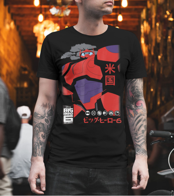 Disney Big Hero 6 The Series Baymax Japanese Symbol Icons T-Shirt Disney Big Hero 6 The Series Baymax Japanese Symbol Icons T-Shirt
