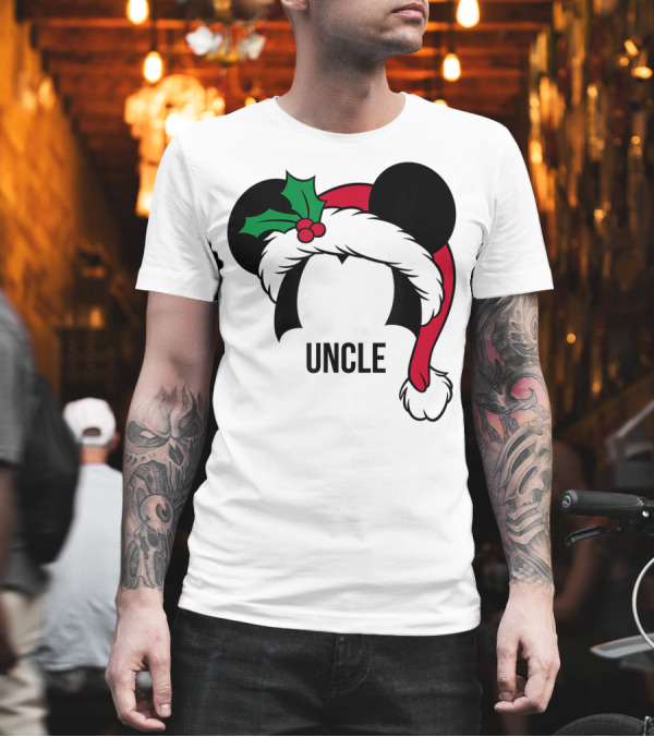 Disney Mickey Mouse Ears Santa Hat Uncle Christmas Family Holiday T-Shirt Disney Mickey Mouse Ears Santa Hat Uncle Christmas Family Holiday T-Shirt