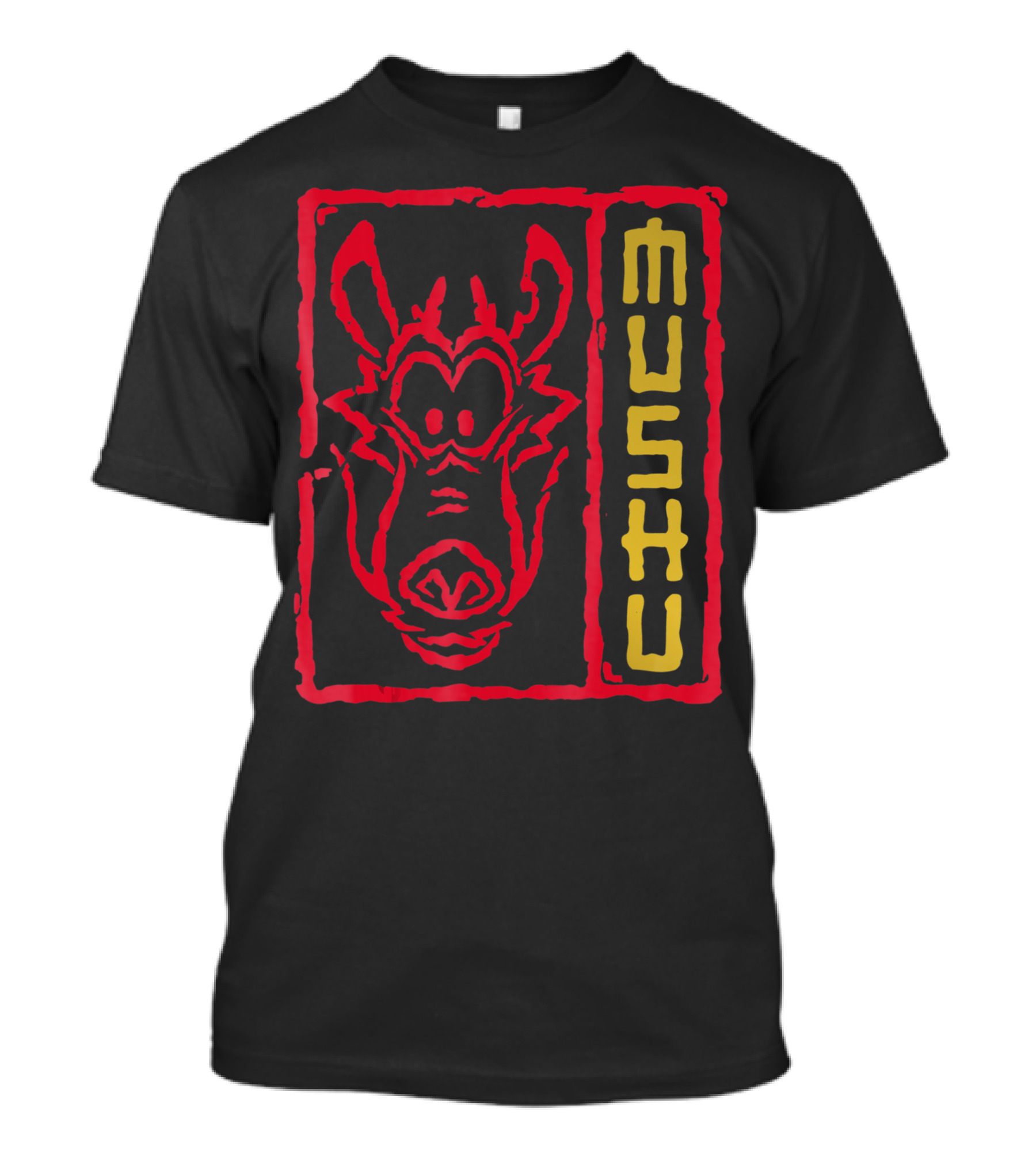 Disney Mulan Mushu Dragon Red And Gold Face T-Shirt