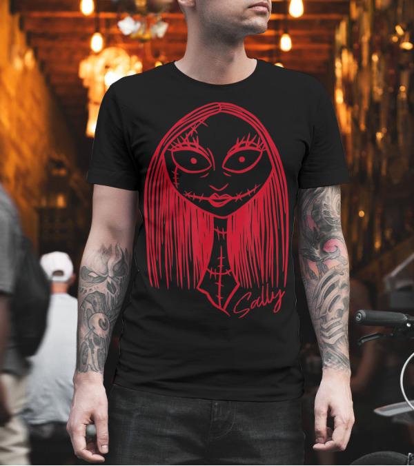 Disney Nightmare Before Christmas Sally Red Sketch T-Shirt Disney Nightmare Before Christmas Sally Red Sketch T-Shirt