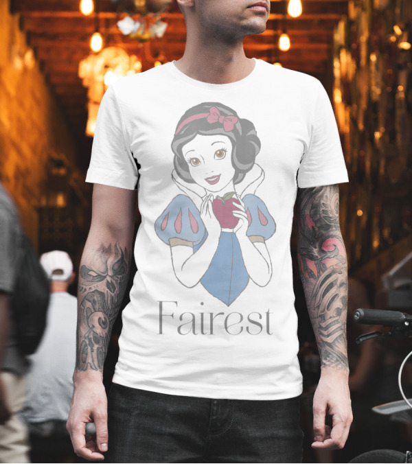 Disney Snow White Fairest Portrait with Apple Faded T-Shirt Disney Snow White Fairest Portrait with Apple Faded T-Shirt