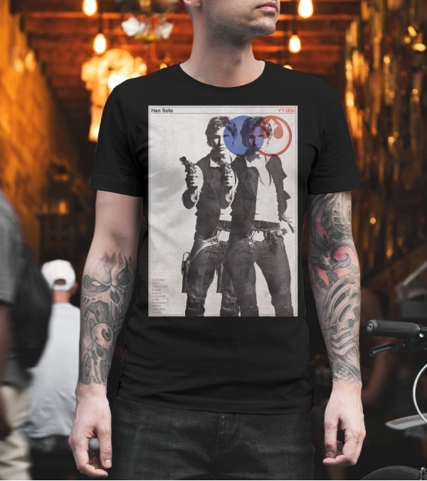 Han Solo YT-1300 Falcon Blueprint Double T-Shirt Han Solo YT-1300 Falcon Blueprint Double T-Shirt