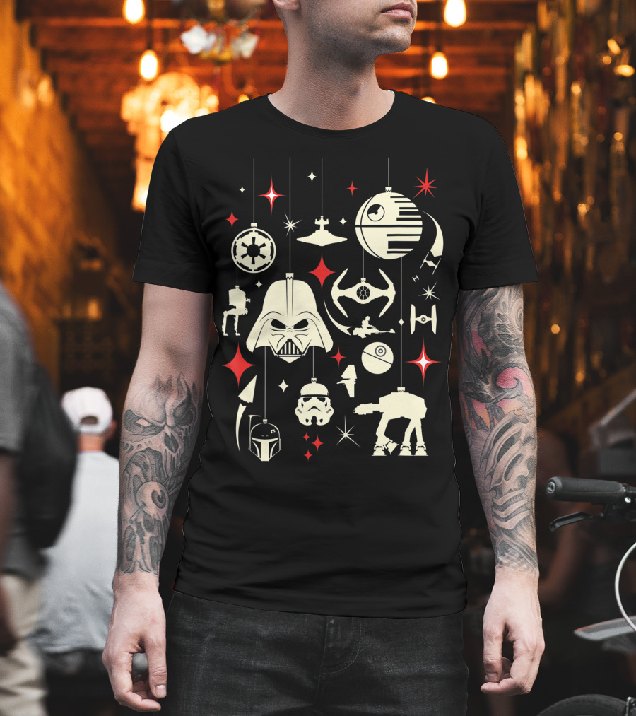 Star Wars Galactic Empire Holiday Ornaments Darth Vader Stormtrooper Death Star AT-AT TIE Fighter T-Shirt
