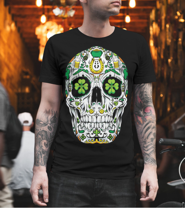 Sugar Skull St Patricks Day Shamrock Day of the Dead Women T-Shirt Sugar Skull St Patricks Day Shamrock Day of the Dead Women T-Shirt