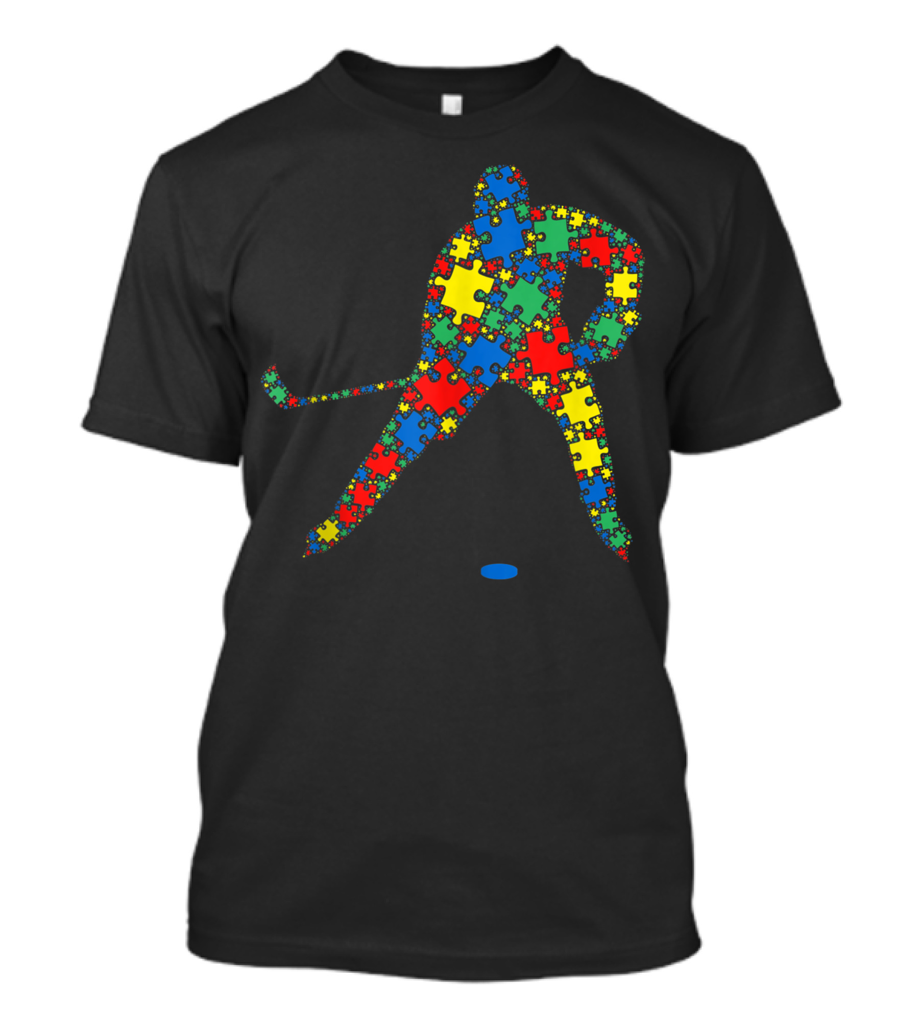 Ice Hockey Puzzle Piece Autism Awareness Men T-Shirt