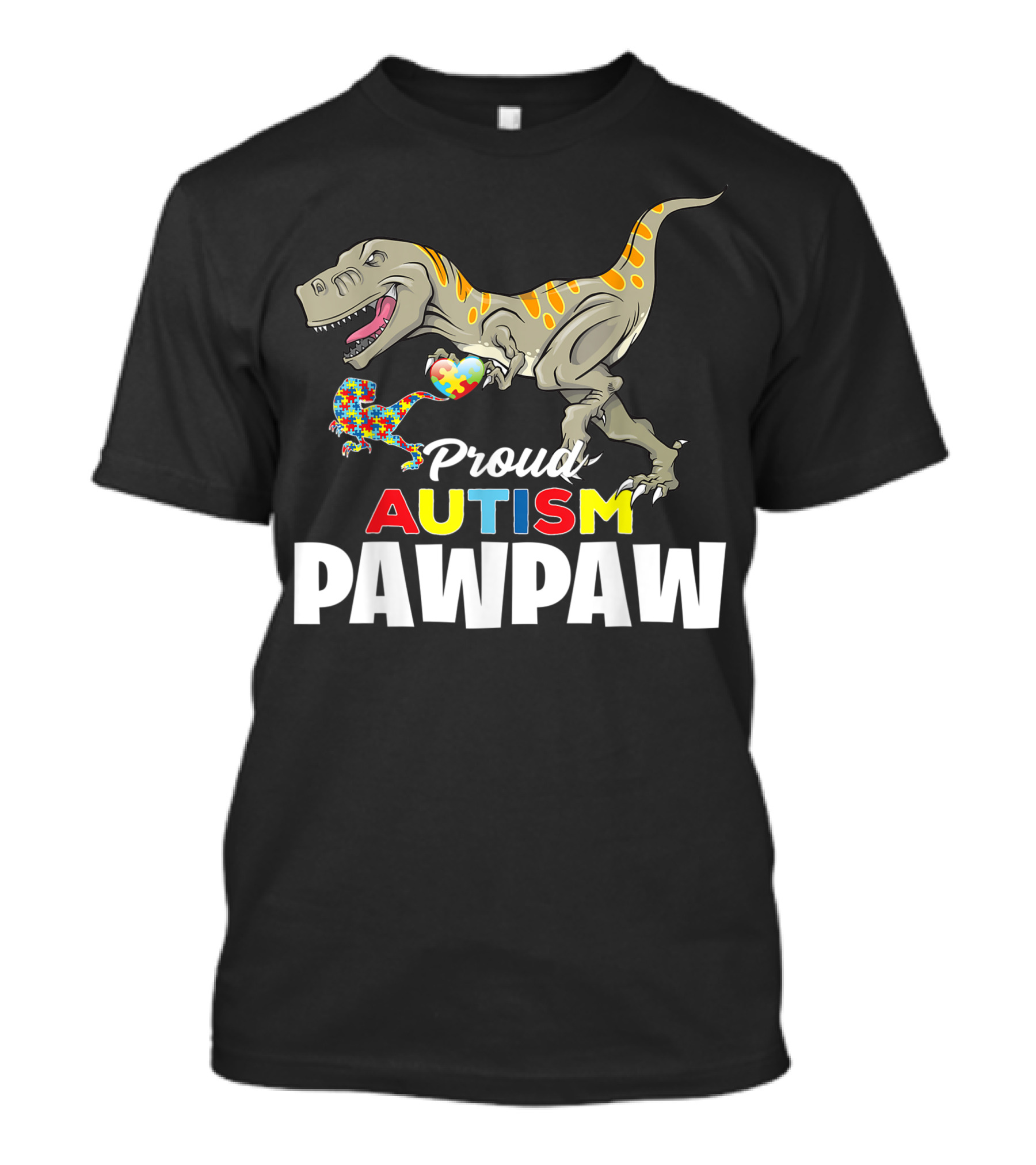 Proud Autism Pawpaw Dinosaur Puzzle Piece Child T-Shirt