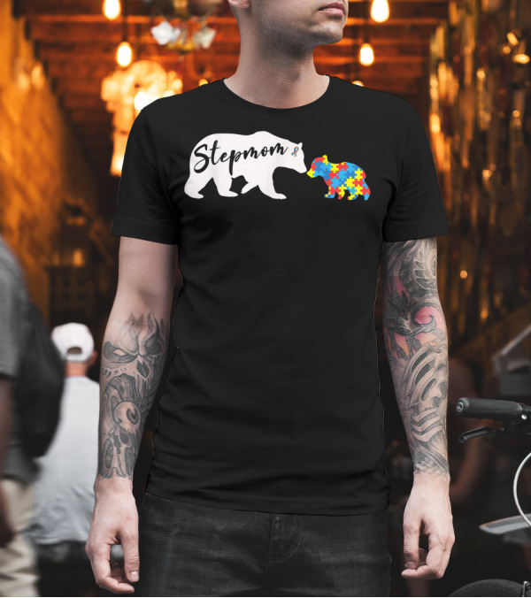 Stepmom Bear Autism Awareness Puzzle T-Shirt Stepmom Bear Autism Awareness Puzzle T-Shirt