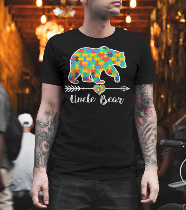 Uncle Bear Autism Awareness Puzzle Piece Heart Arrow T-Shirt Uncle Bear Autism Awareness Puzzle Piece Heart Arrow T-Shirt