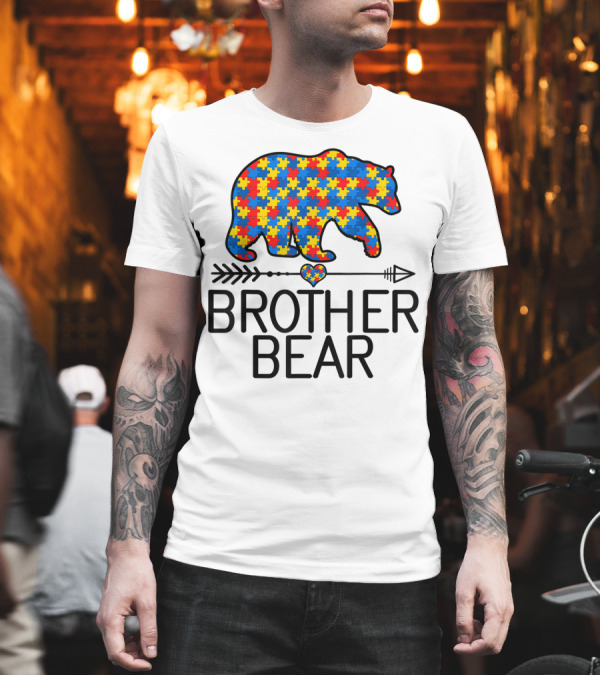 Brother Bear Puzzle Piece Autism Awareness Support Autistic Heart Arrow T-Shirt Brother Bear Puzzle Piece Autism Awareness Support Autistic Heart Arrow T-Shirt