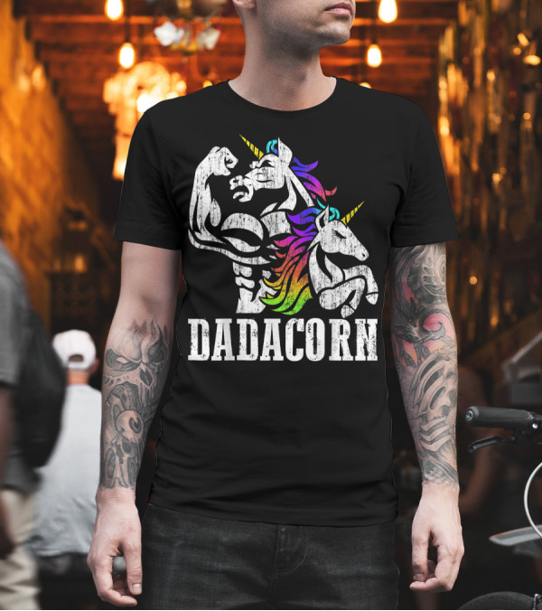 Dadacorn Muscular Rainbow Unicorn Duo T-Shirt Dadacorn Muscular Rainbow Unicorn Duo T-Shirt