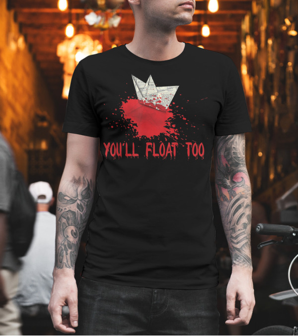 You'll Float Too Paper Boat Red Splatter T-Shirt You'll Float Too Paper Boat Red Splatter T-Shirt