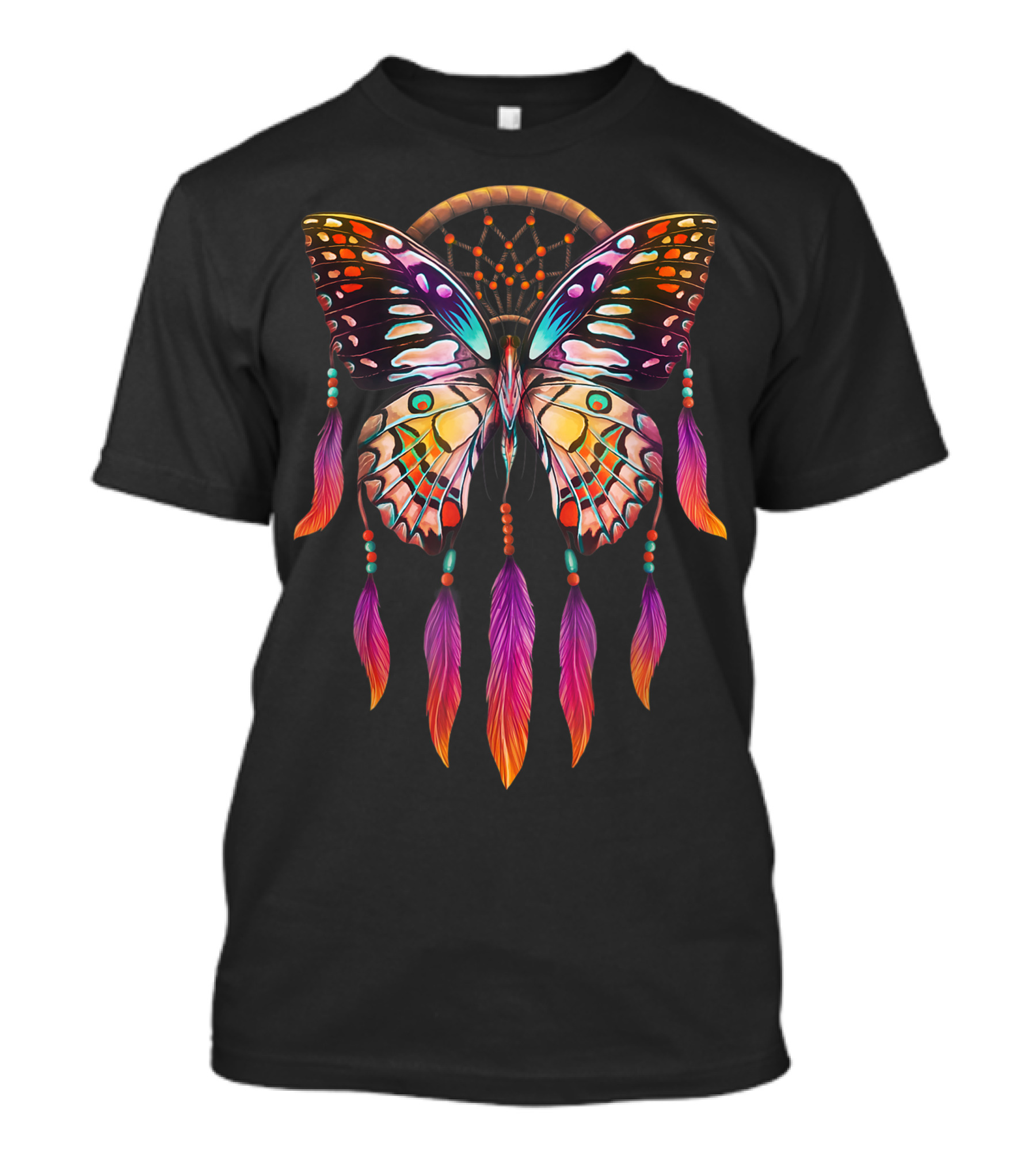 Dreamcatcher Butterfly Feathers Boho Native American Colorful Wings T-Shirt