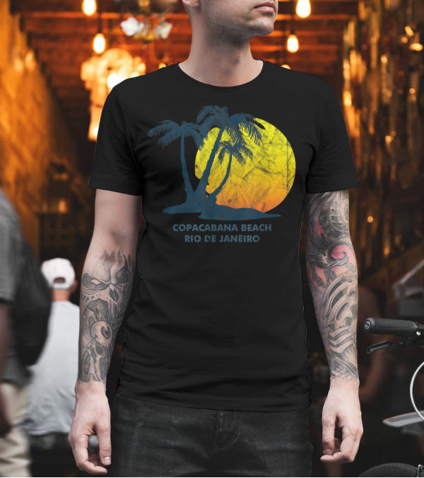 Copacabana Beach Rio De Janeiro Coconut Palm Sunset Scene T-Shirt Copacabana Beach Rio De Janeiro Coconut Palm Sunset Scene T-Shirt