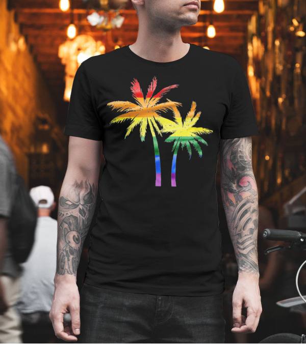 Rainbow Palm Trees Pride Flag Summer T-Shirt Rainbow Palm Trees Pride Flag Summer T-Shirt