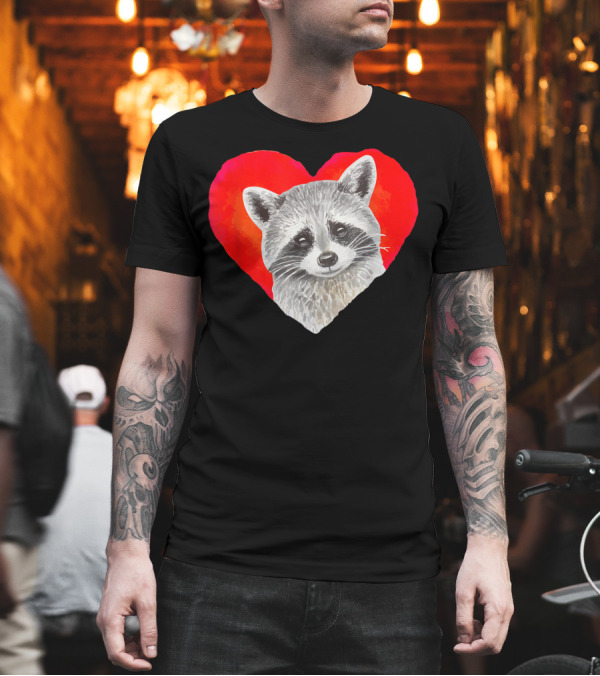 Boys Valentines Day Kids Raccoon Big Heart Cute Lover T-Shirt Boys Valentines Day Kids Raccoon Big Heart Cute Lover T-Shirt