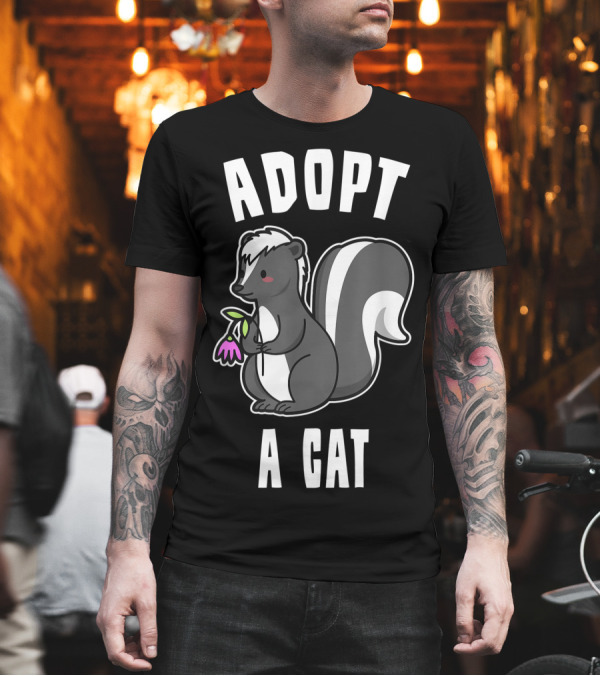 Adopt A Cat Cute Skunk Animal Lover T-Shirt Adopt A Cat Cute Skunk Animal Lover T-Shirt