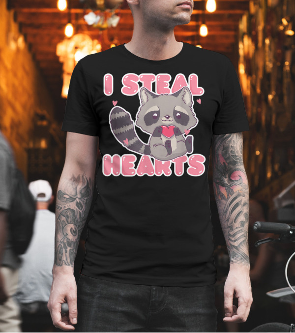 I Steal Hearts Cute Raccoon Holding Heart T-Shirt I Steal Hearts Cute Raccoon Holding Heart T-Shirt