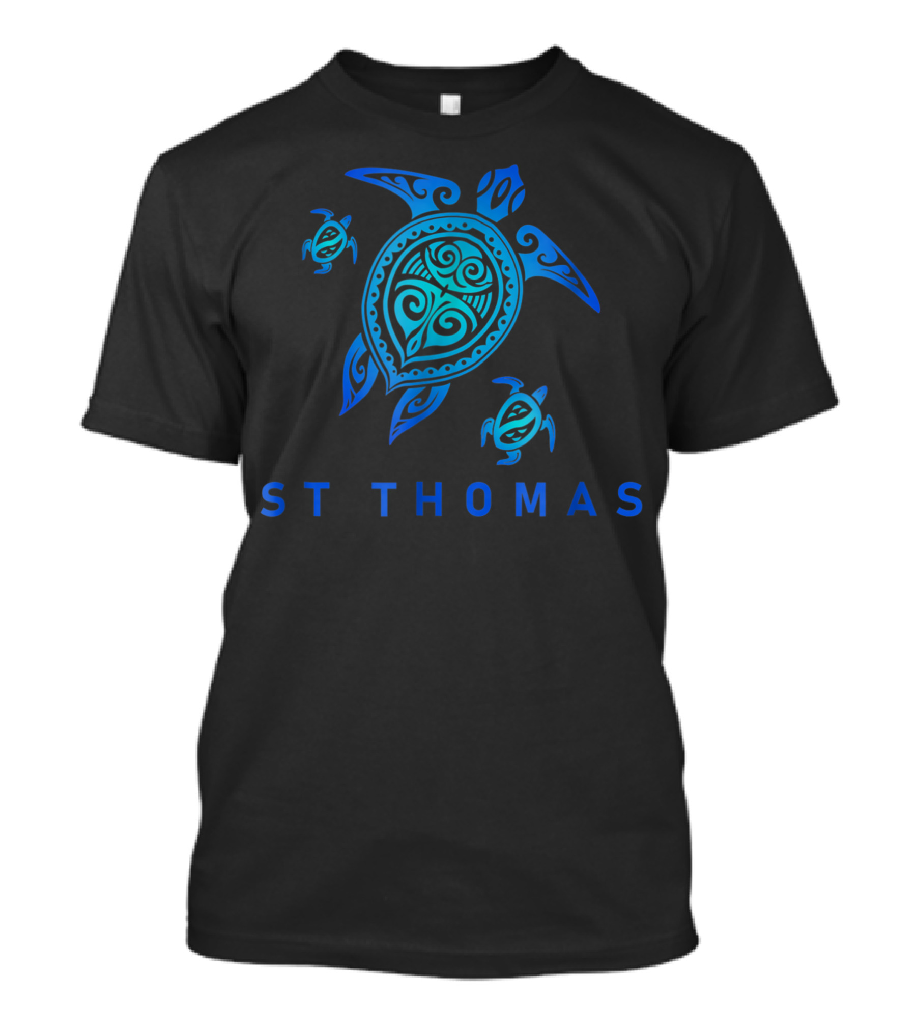 St Thomas Sea Blue Tribal Turtle T-Shirt