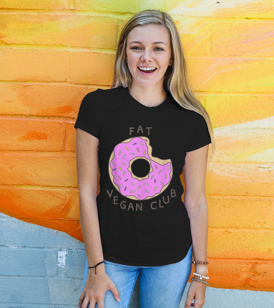 Fat Vegan Club Pink Doughnut Boho T-Shirt