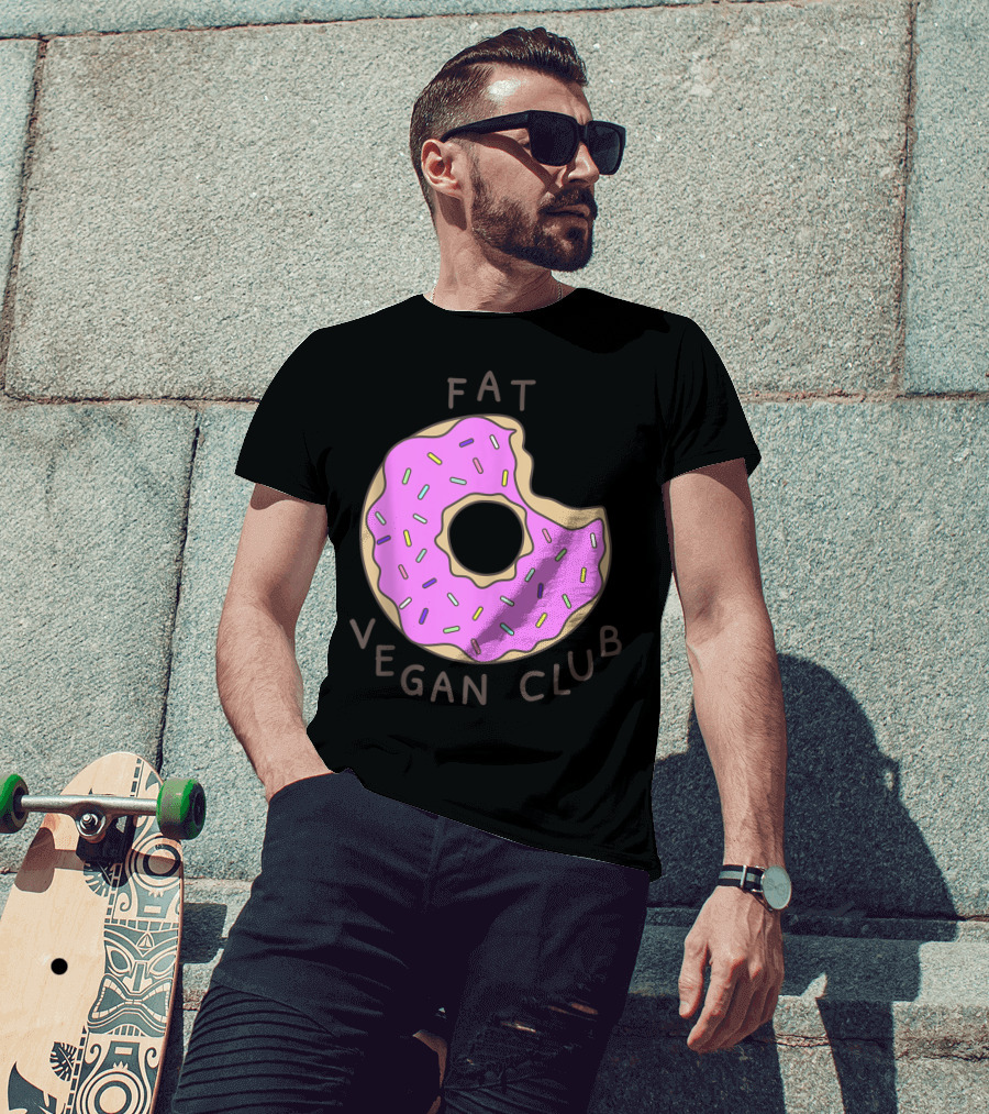 Fat Vegan Club Pink Doughnut Boho T-Shirt