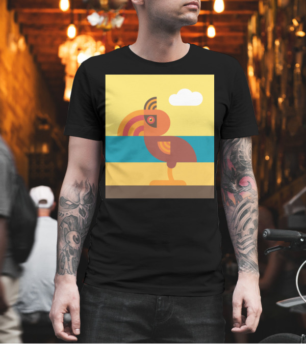 Beach Birdy Geometric Seaside Sunset Scene T-Shirt Beach Birdy Geometric Seaside Sunset Scene T-Shirt