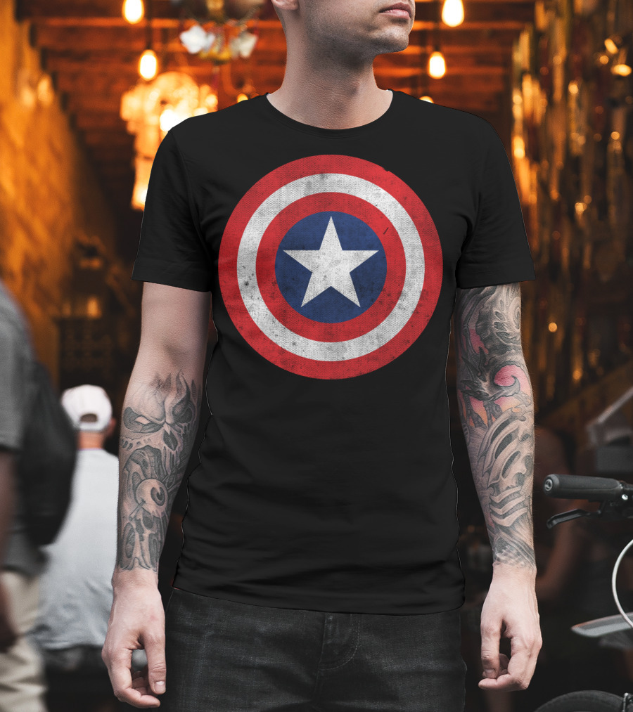 Marvel Captain America Classic Shield Iconic Symbol Red White Blue T-Shirt